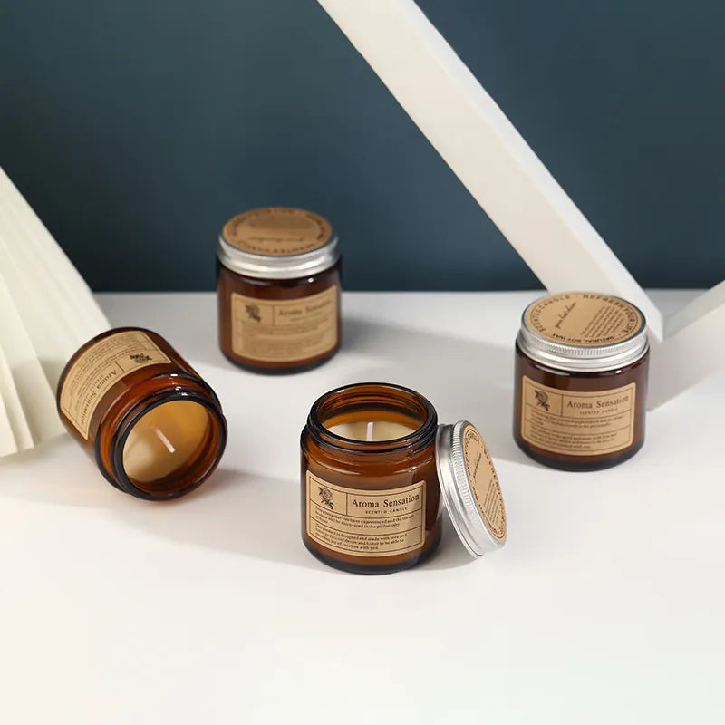 Brown Glass Cup Smokeless Aromatherapy Candle